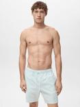 Mango Seersucker Stripe Cotton Blend Swim Shorts