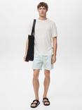 Mango Seersucker Stripe Cotton Blend Swim Shorts
