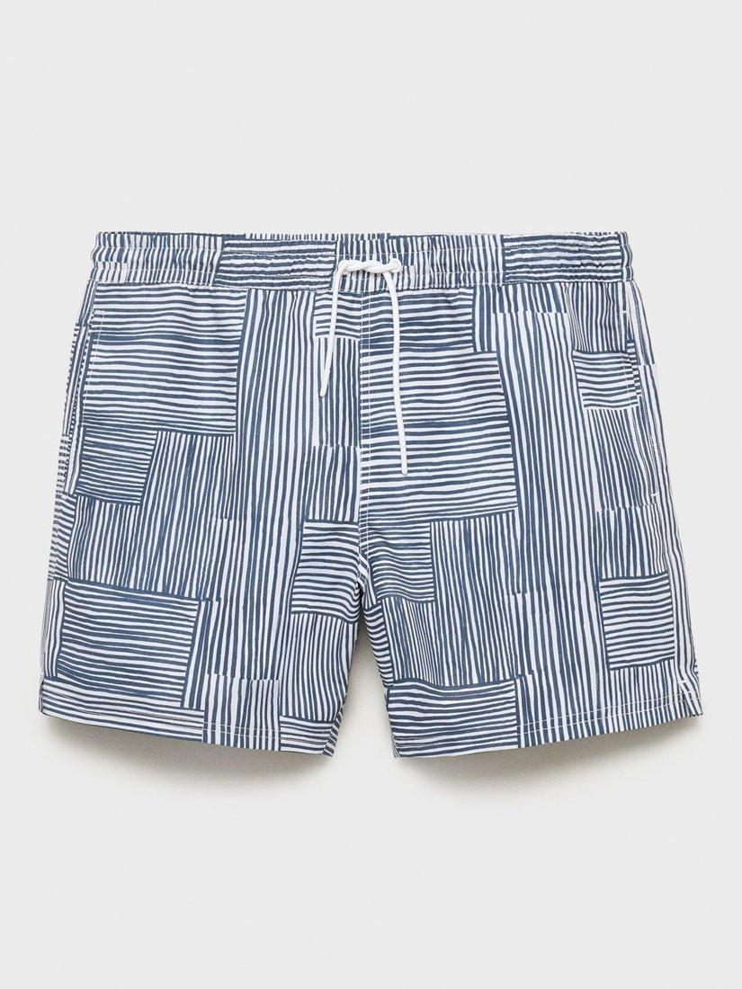Product image 3 of 8, which shows Mango Stripe Swim Shorts, Medium Blue, S