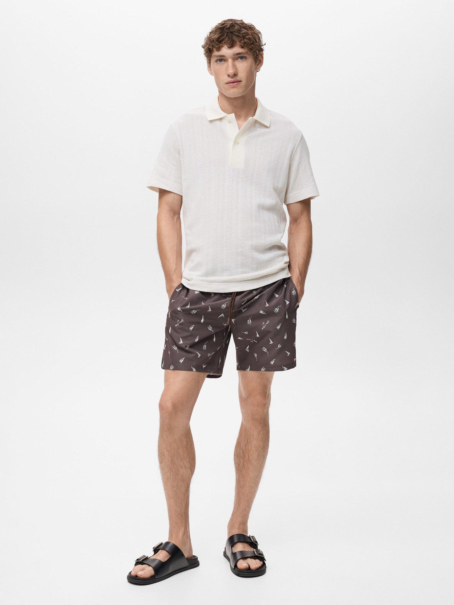 Product image 2 of 8, which shows Mango Veleros Swim Shorts, Brown, XS