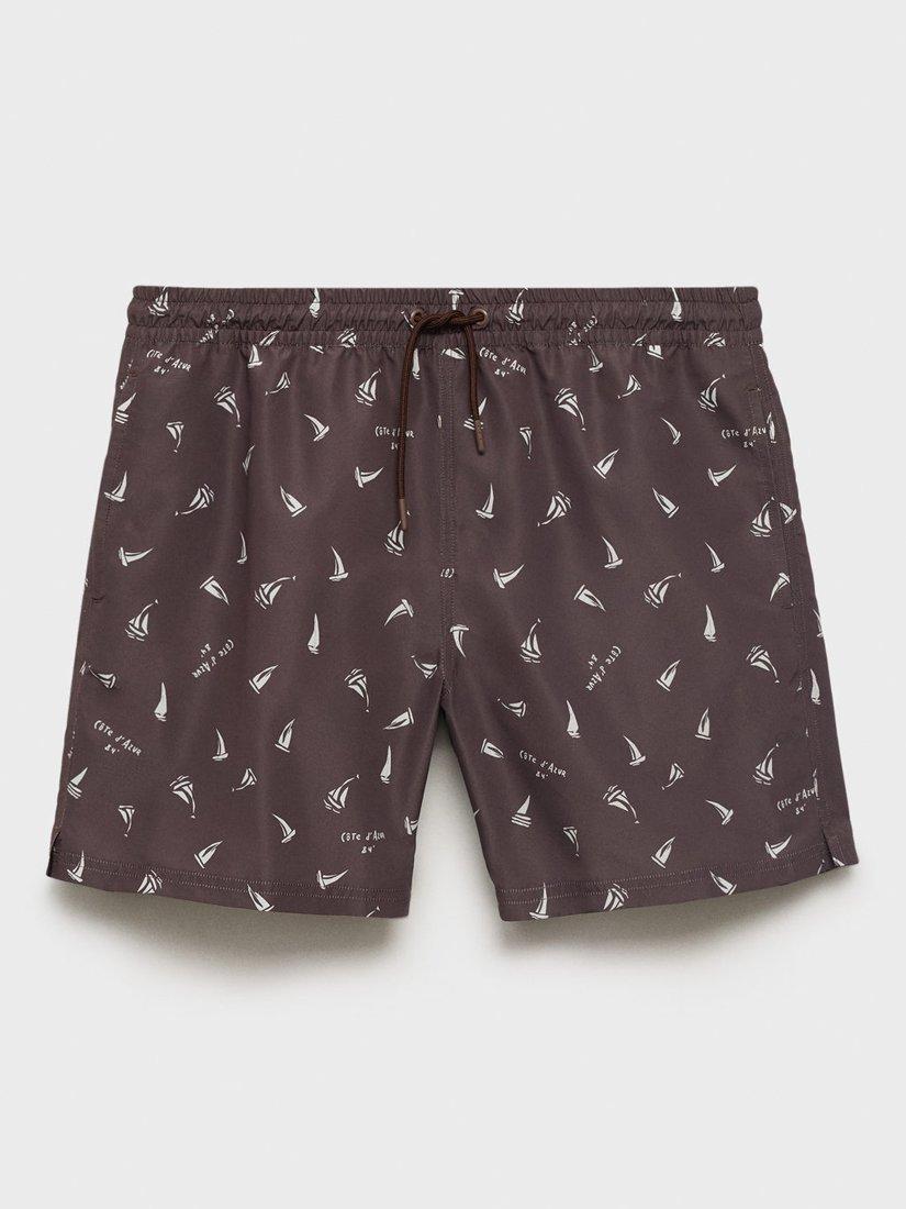 Product image 3 of 8, which shows Mango Veleros Swim Shorts, Brown, XS