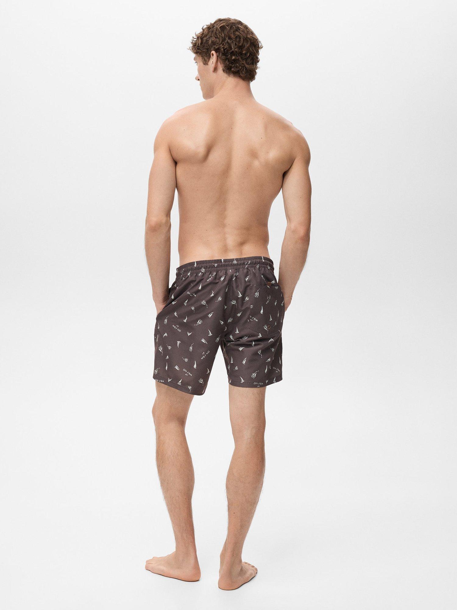 Product image 4 of 8, which shows Mango Veleros Swim Shorts, Brown, XS