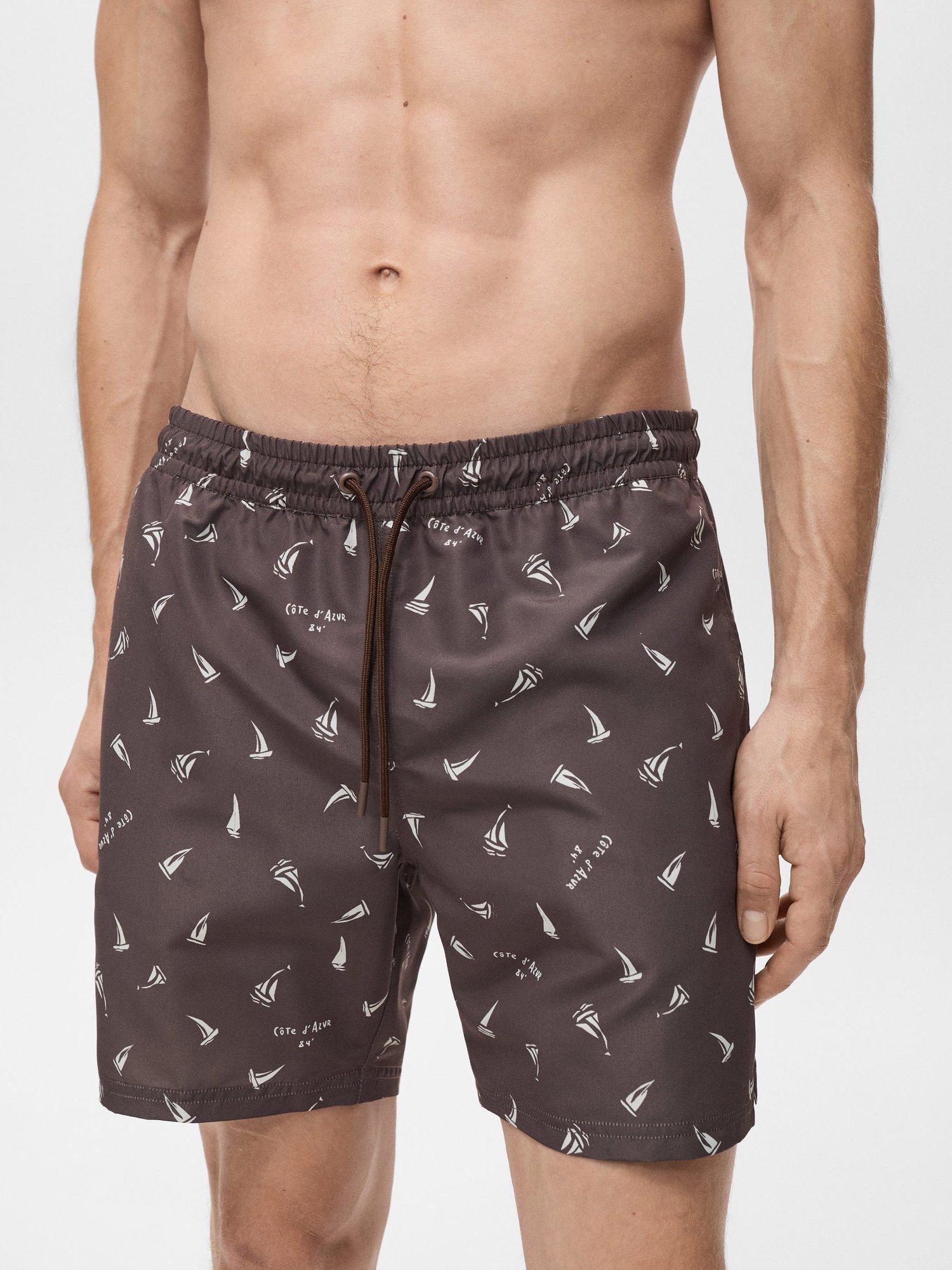 Product image 6 of 8, which shows Mango Veleros Swim Shorts, Brown, XS