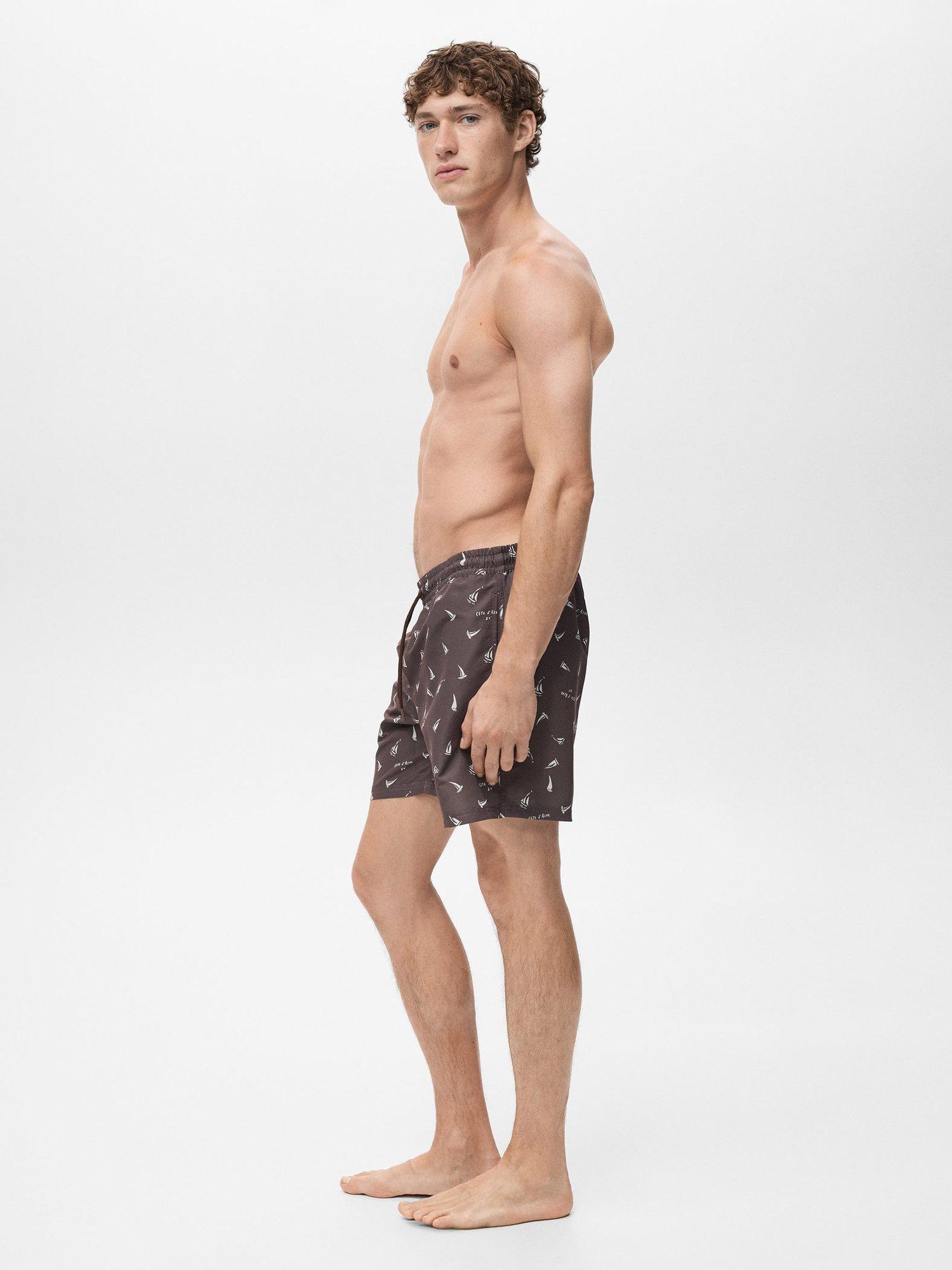 Product image 7 of 8, which shows Mango Veleros Swim Shorts, Brown, XS