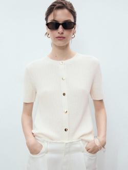 Mango Toti Cotton Knit Cardigan, White, White