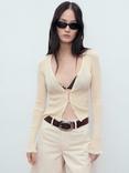 Mango Medusa Cotton Blend  Contrast Trim Cardigan