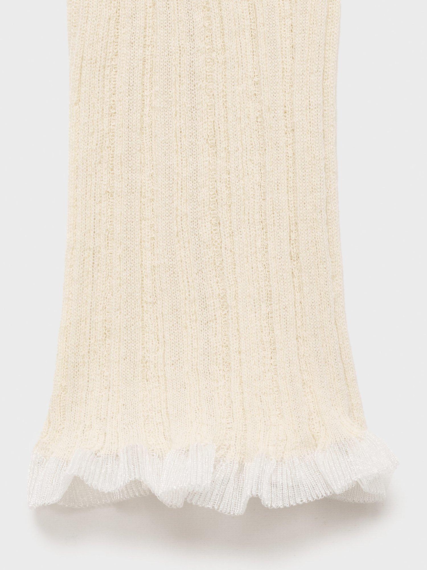 Product image 7 of 7, which shows Mango Medusa Cotton Blend  Contrast Trim Cardigan , Natural White, L