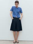 Mango Toti Short Sleeve Cardigan, Bright Blue