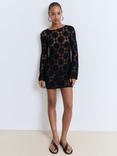 Mango Cranky Crochet Mini Dress, Black