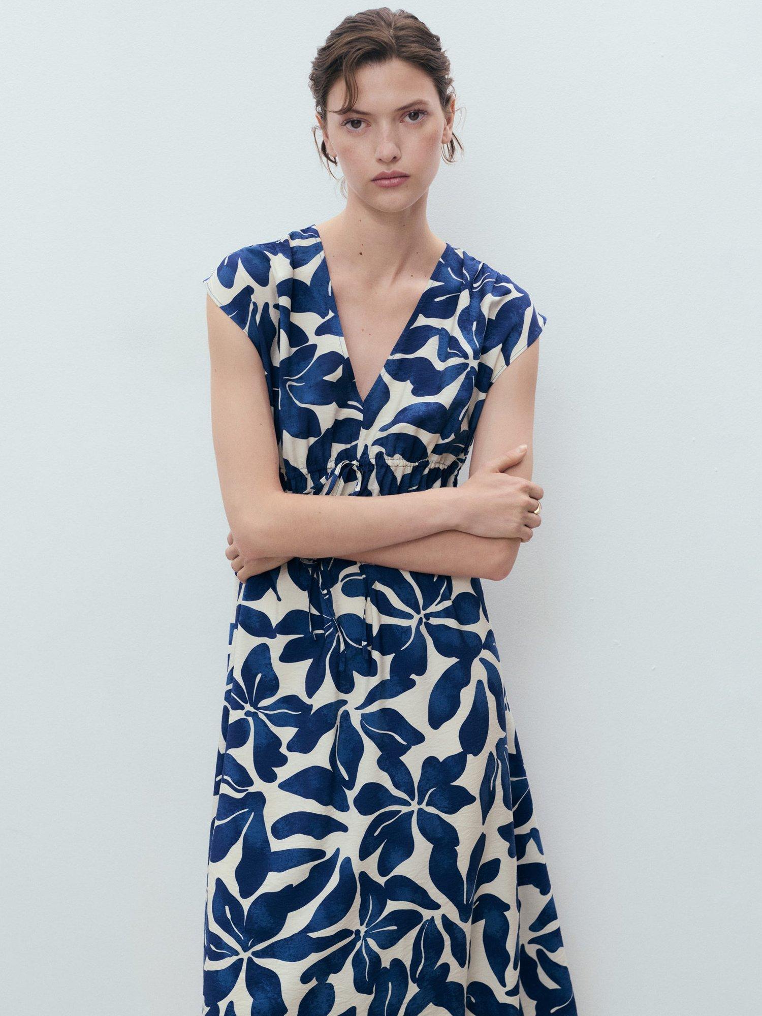 Product image 1 of 9, which shows Mango Jamie Floral Dress, Medium Blue, 10