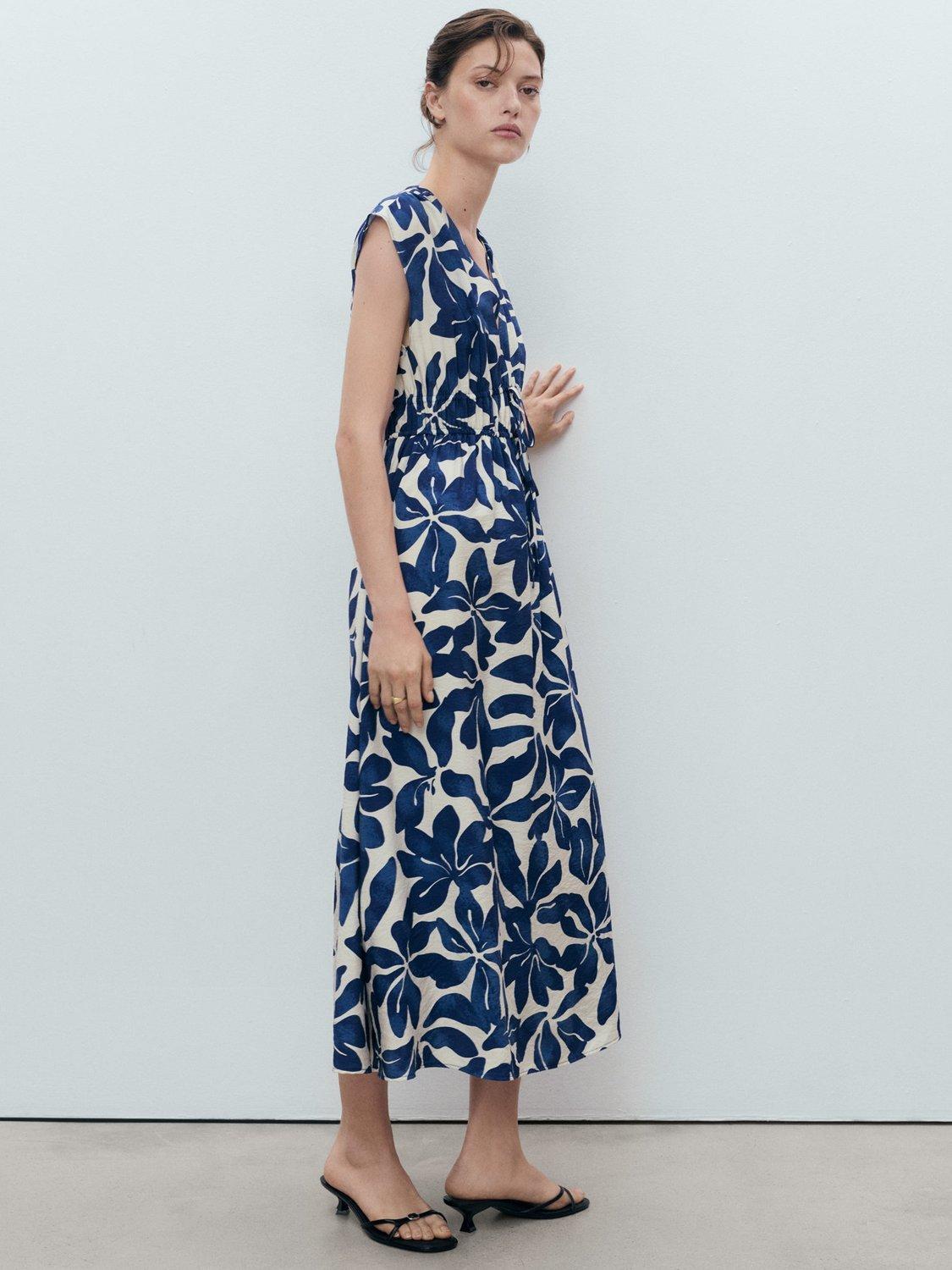 Product image 2 of 9, which shows Mango Jamie Floral Dress, Medium Blue, 10