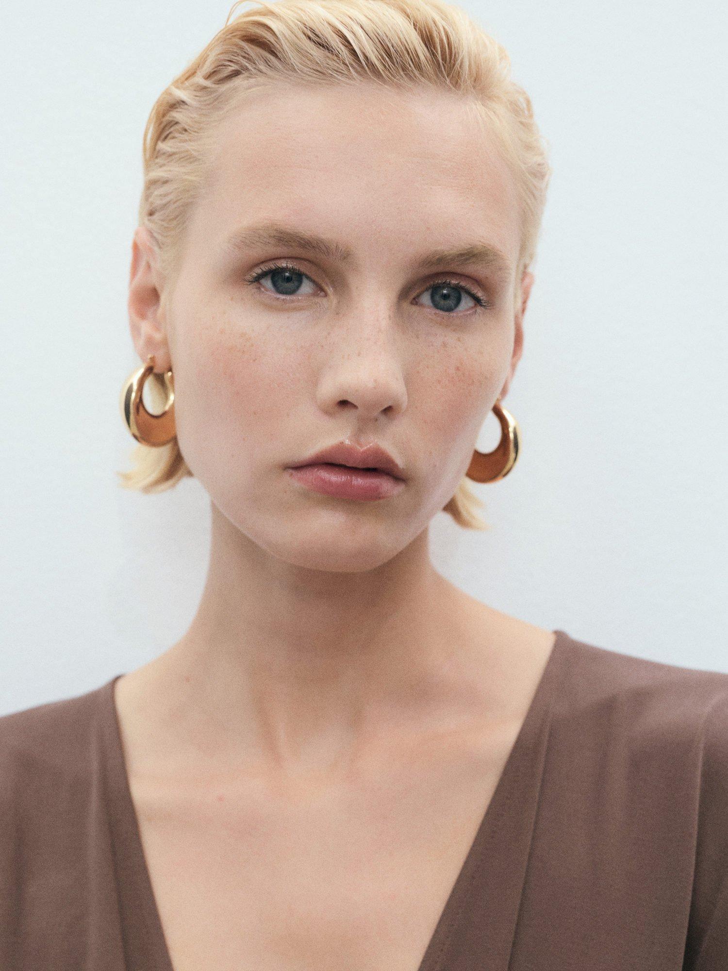 Product image 6 of 8, which shows Mango Ricarda V-Neck Gathered Dress, Brown, 8