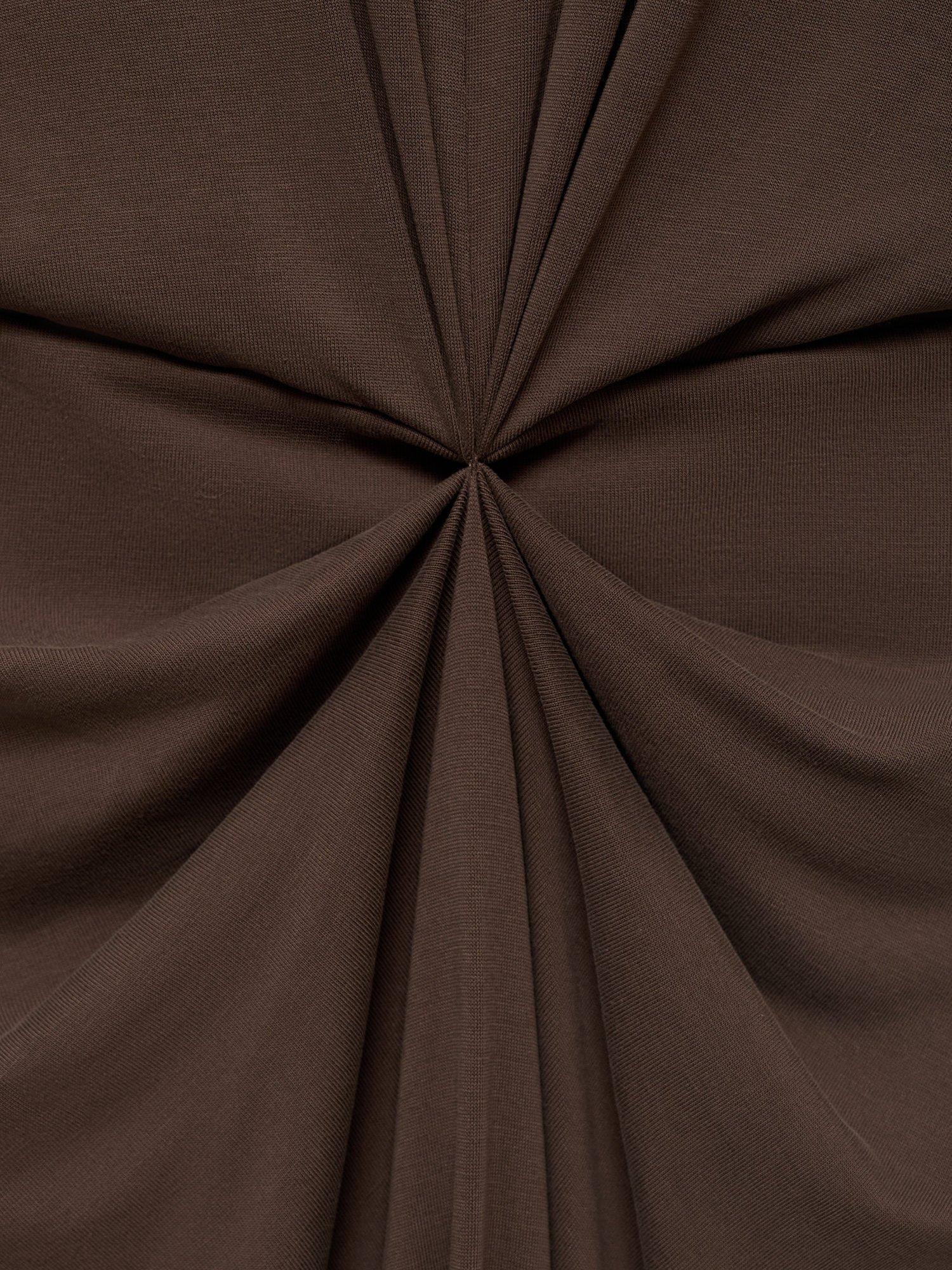 Product image 8 of 8, which shows Mango Ricarda V-Neck Gathered Dress, Brown, 8