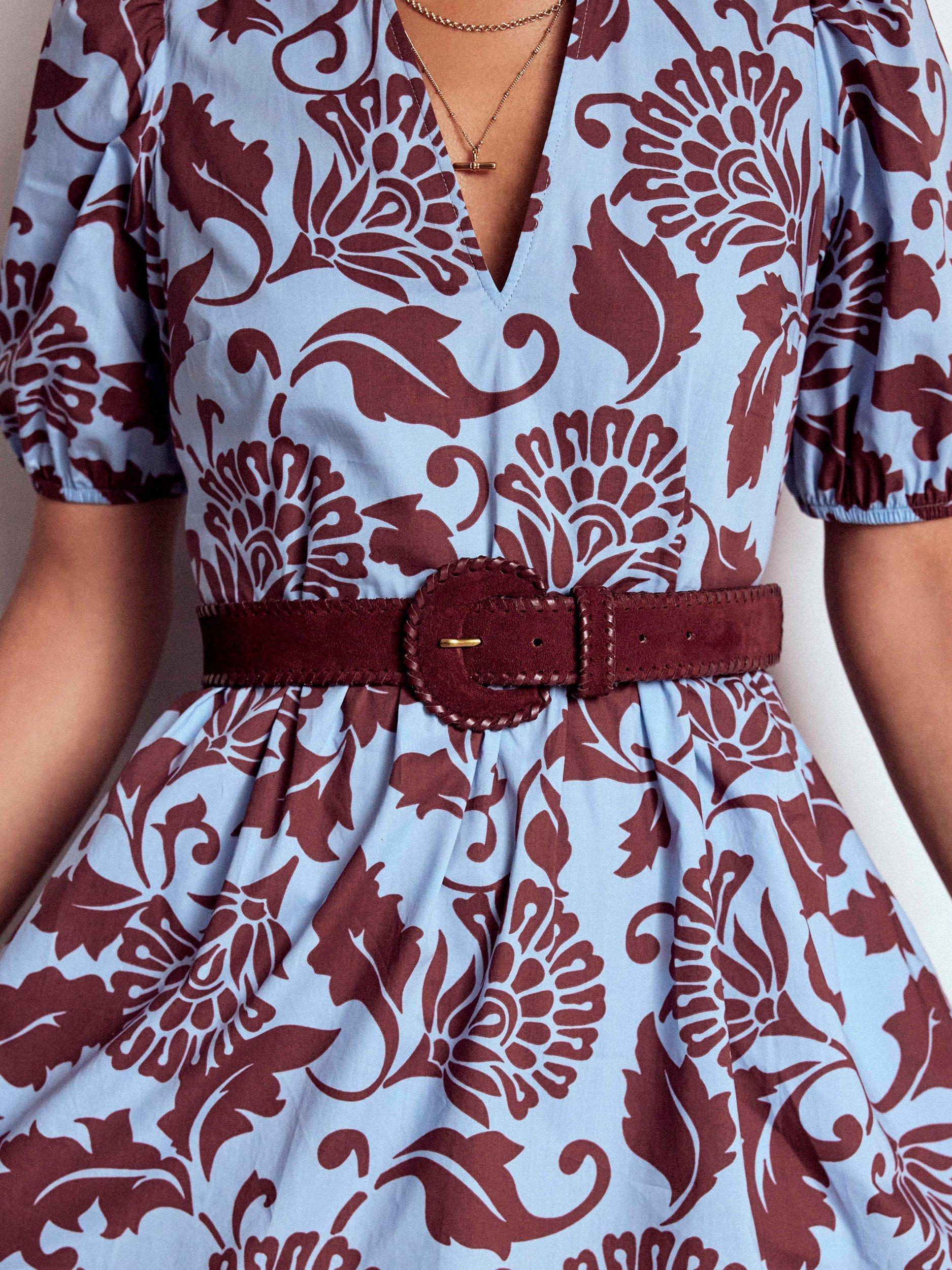 Product image 3 of 3, which shows Boden Whipstitched Suede Belt, Oxblood, XS