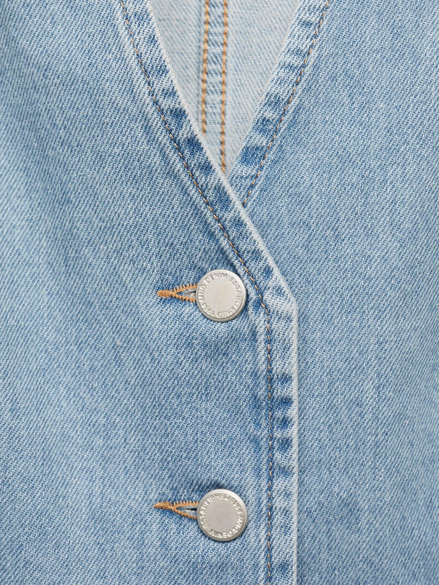 Product image 3 of 3, which shows Mango Daphne Denim Waistcoat, Open Blue, L