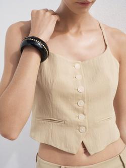 Mango Deia Strappy Waistcoat, Light Beige, Light Beige