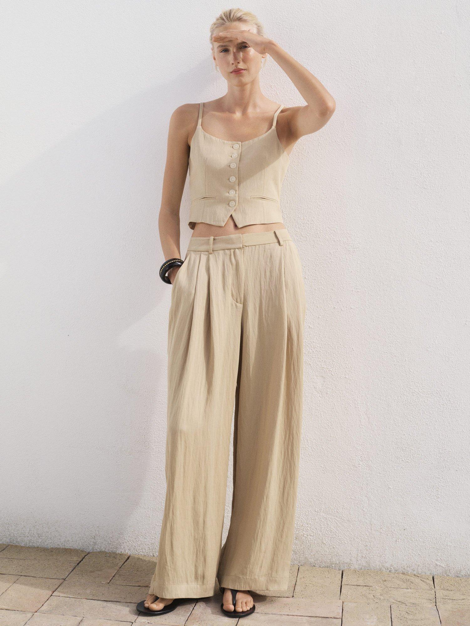 Product image 2 of 8, which shows Mango Deia Strappy Waistcoat, Light Beige, L
