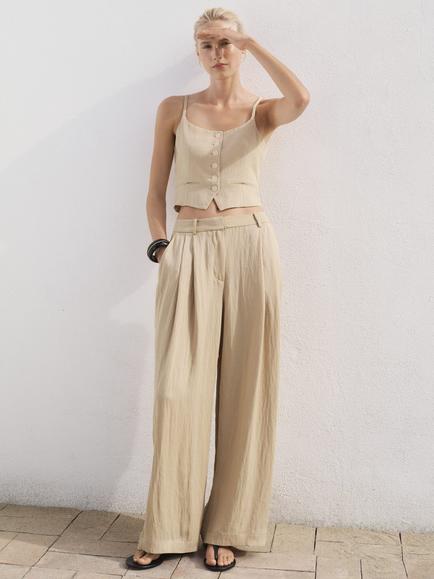 Mango Deia Strappy Waistcoat, Light Beige - view 2, Light Beige