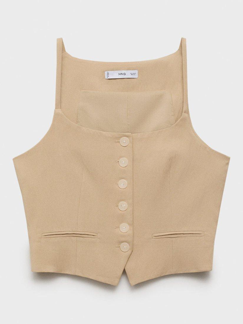 Product image 3 of 8, which shows Mango Deia Strappy Waistcoat, Light Beige, L