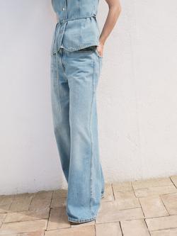 Mango Daphne High Rise Wide Leg Jeans, Mid Blue, Mid Blue