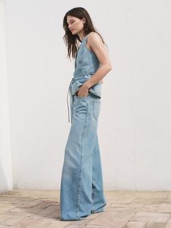 Mango Daphne High Rise Wide Leg Jeans, Mid Blue - view 2, Mid Blue