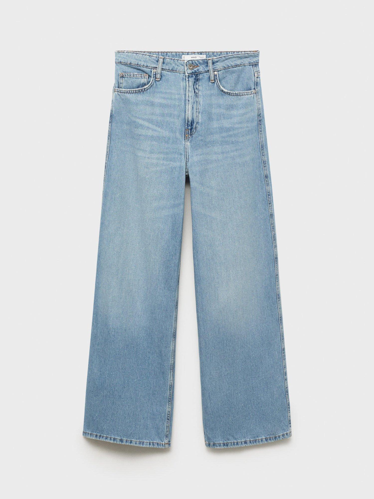 Product image 3 of 8, which shows Mango Daphne High Rise Wide Leg Jeans, Mid Blue, 4