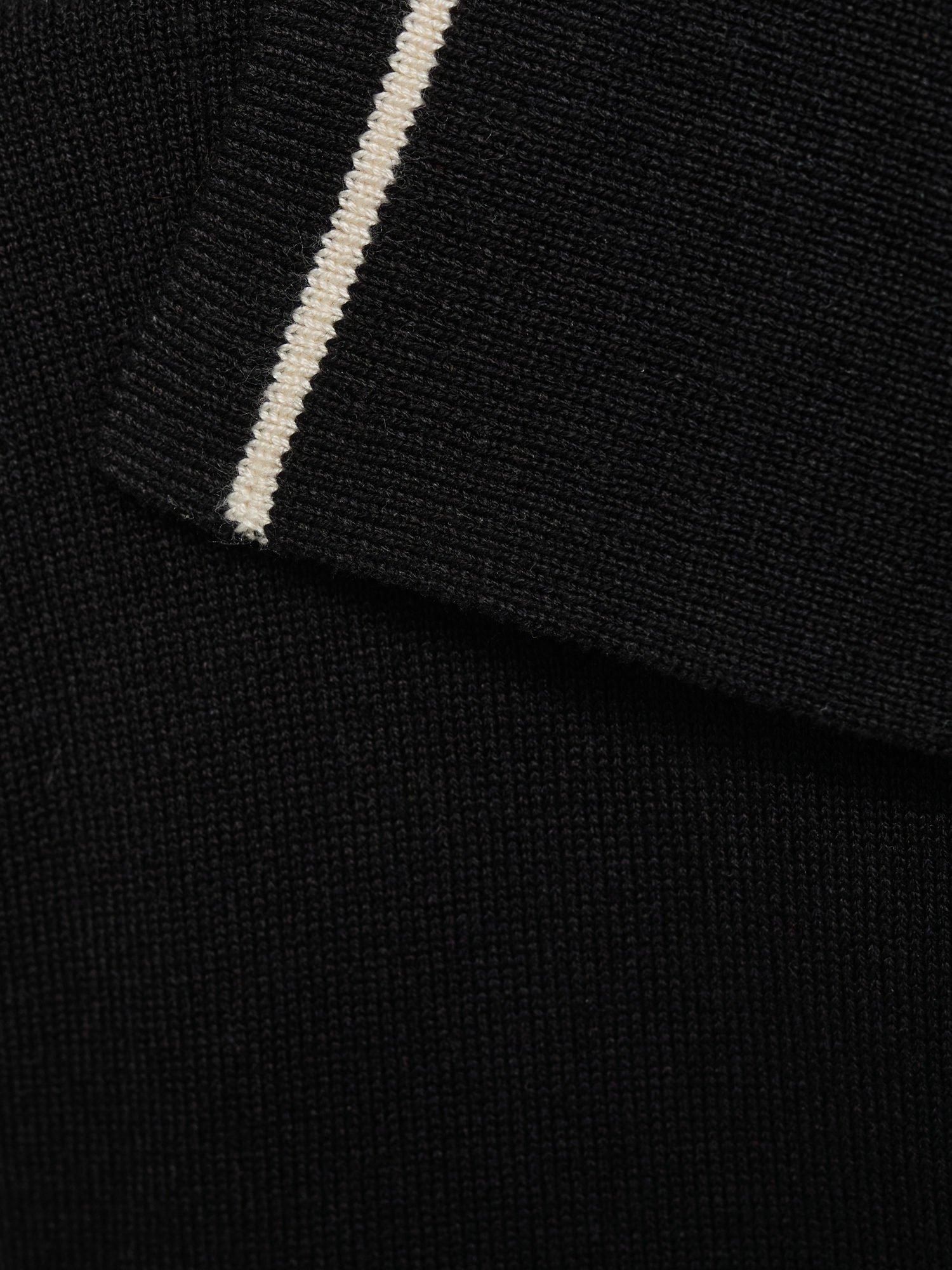 Product image 5 of 7, which shows Mango Vert Contrast Trim Polo Knit Top, Black, XS