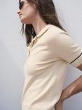 Mango Vert Colour Contrast Polo Knit Top, Natural White