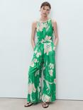 Mango Floral Belted Sleeveless Jumpsuit, Green/Multi