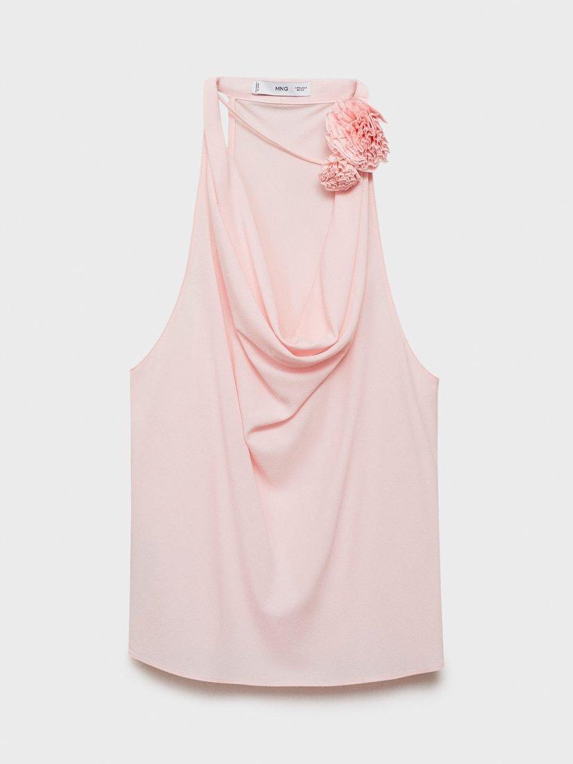 Product image 3 of 7, which shows Mango Alice Cowl Neck Flower Top, Pastel Pink, 10