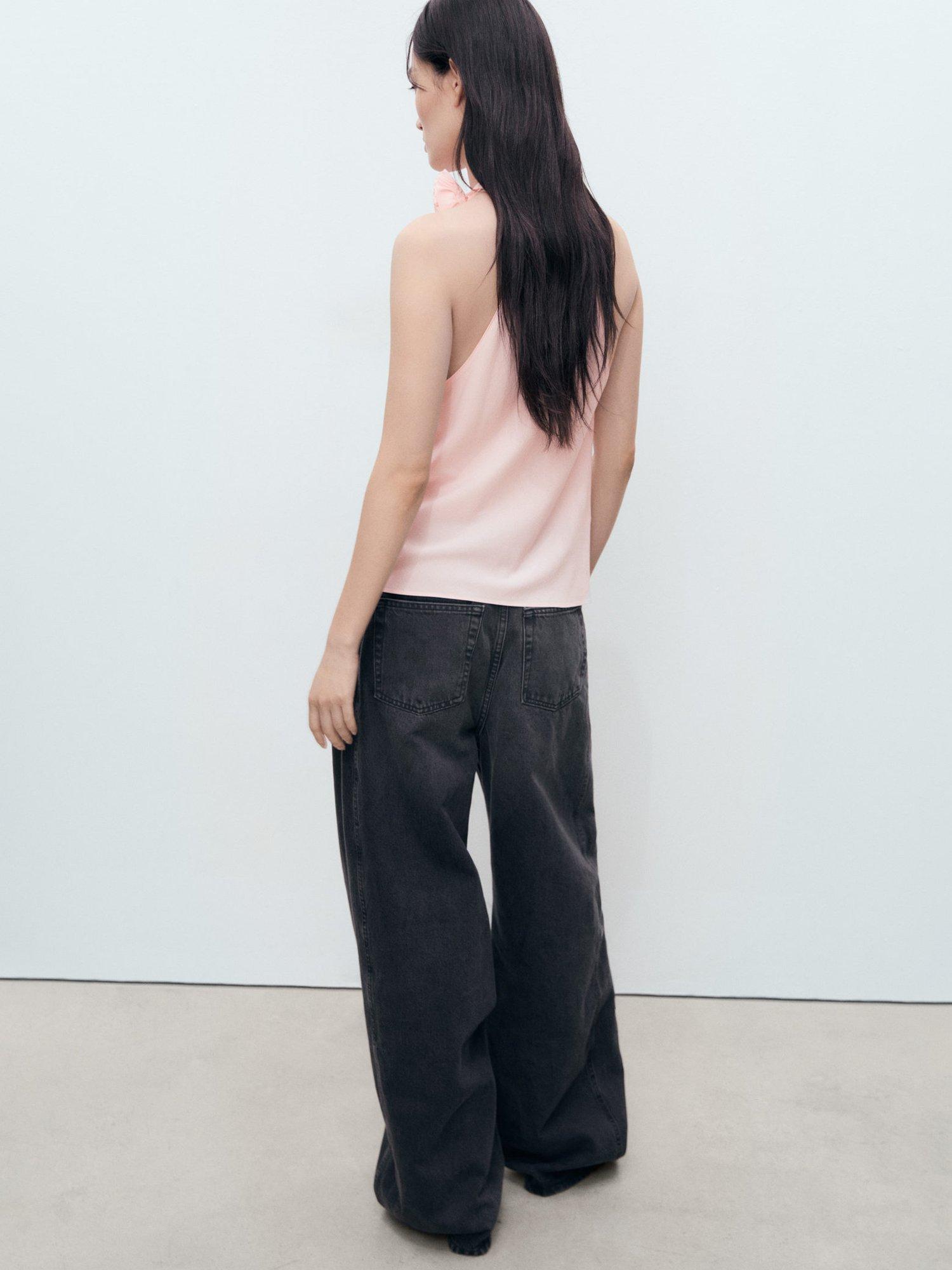 Product image 4 of 7, which shows Mango Alice Cowl Neck Flower Top, Pastel Pink, 10