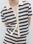 Mango Miffy Cotton Blend Short Sleeve Striped Cardigan