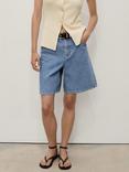 Mango Camilla High Waist Denim Shorts, Open Blue