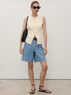 Mango Camilla High Waist Denim Shorts, Open Blue - view 2, Open Blue