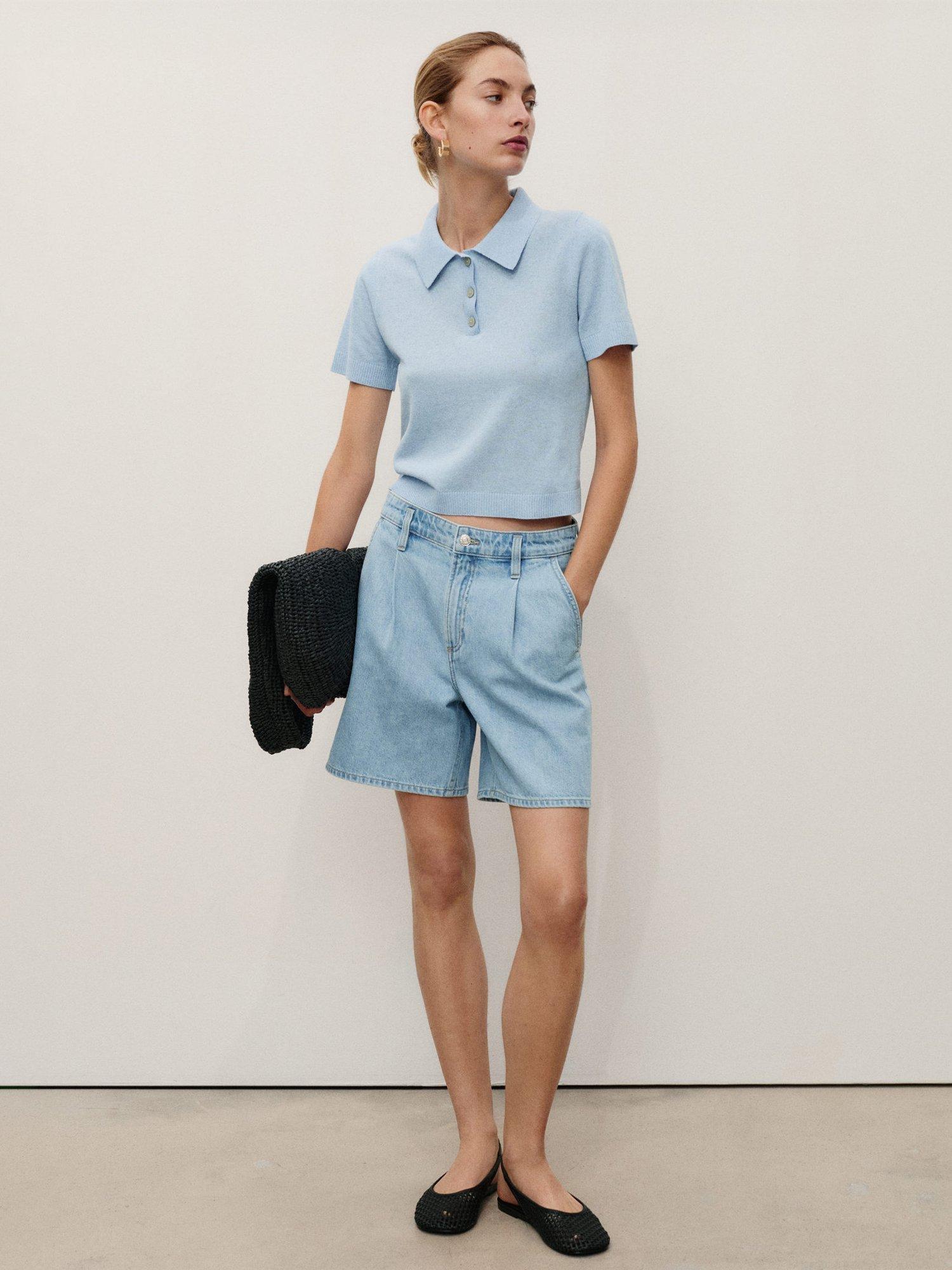 Product image 2 of 8, which shows Mango Marina Denim Shorts, Open Blue, 6