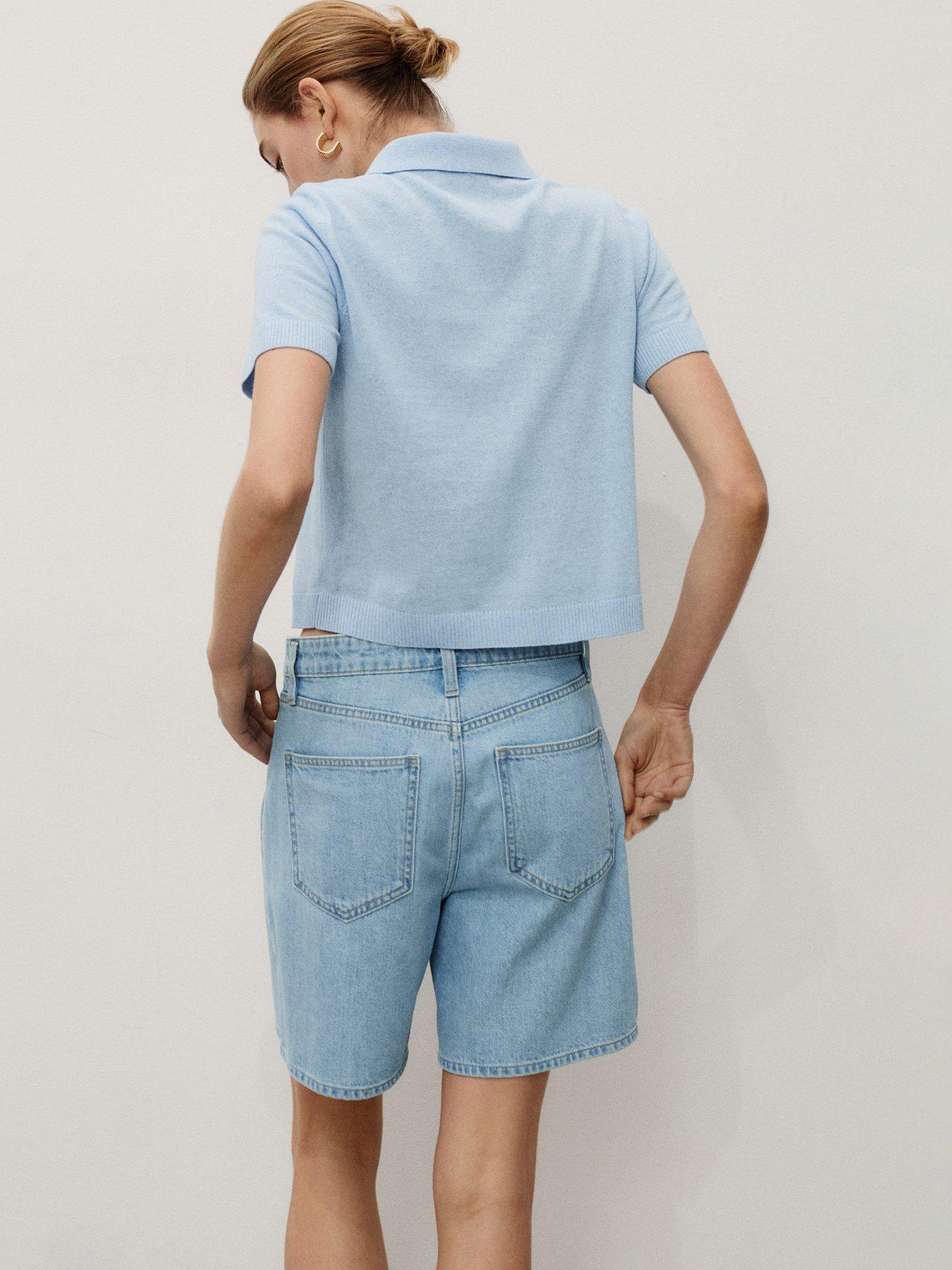 Product image 4 of 8, which shows Mango Marina Denim Shorts, Open Blue, 6