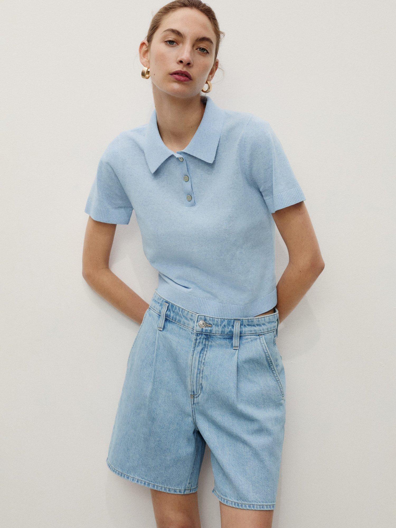 Product image 6 of 8, which shows Mango Marina Denim Shorts, Open Blue, 6