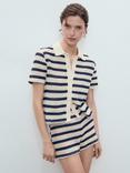 Mango Miffy Cotton Blend Striped Crochet Shorts