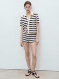 Mango Miffy Cotton Blend Striped Crochet Shorts