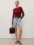 Mango Zoey Cotton High Waisted Straight Denim Shorts