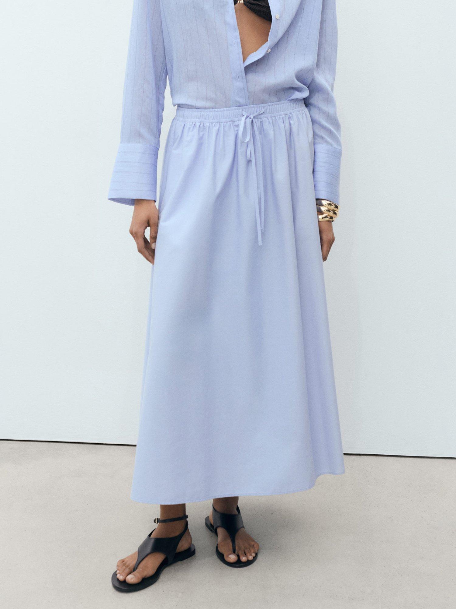 Product image 1 of 8, which shows Mango Evia Maxi Skirt, Pastel Blue, L