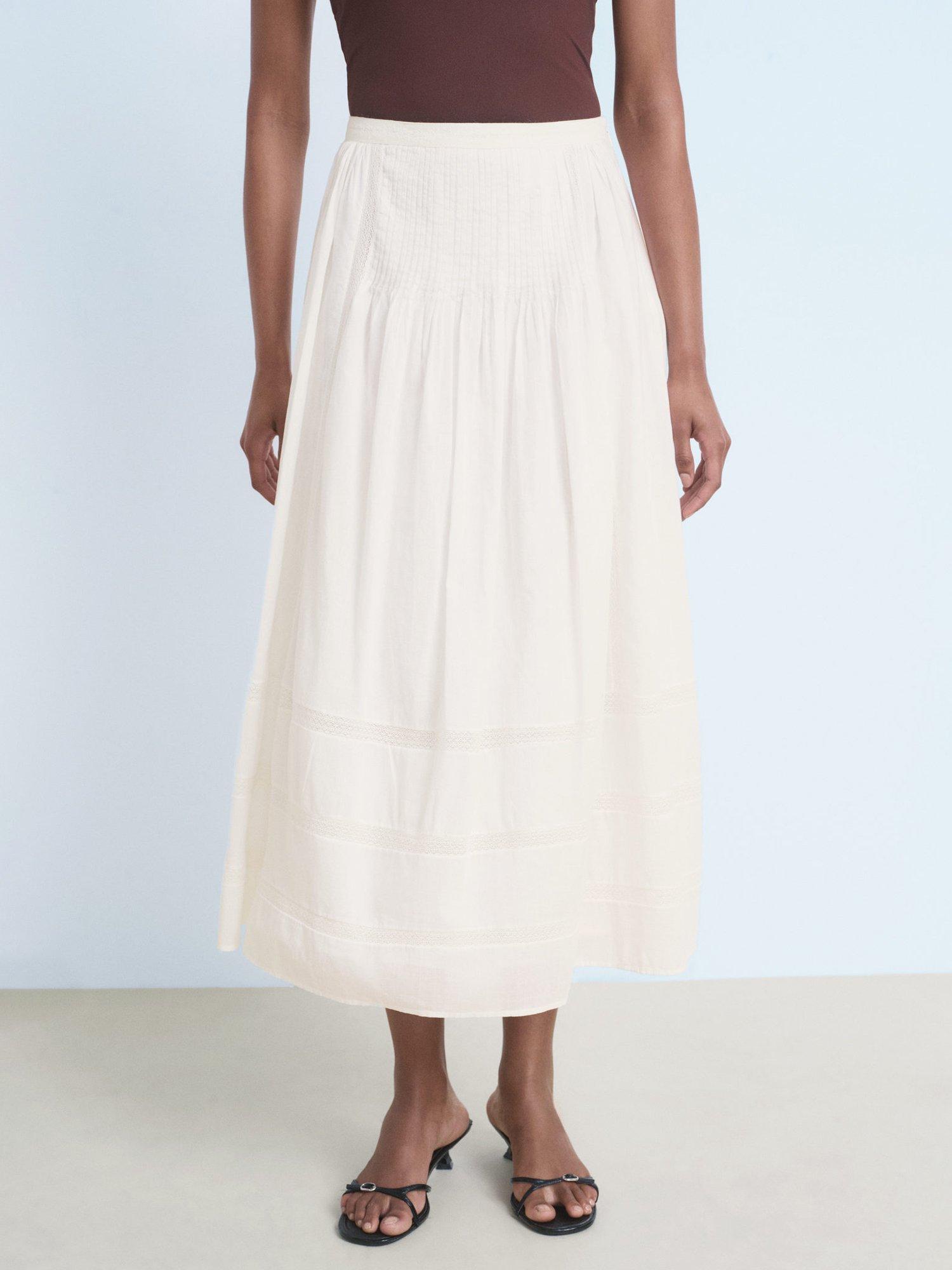 Mango Gia A-Line Midi Skirt, White