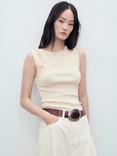 Mango Begonya Knit Sleeveless Top, Natural White