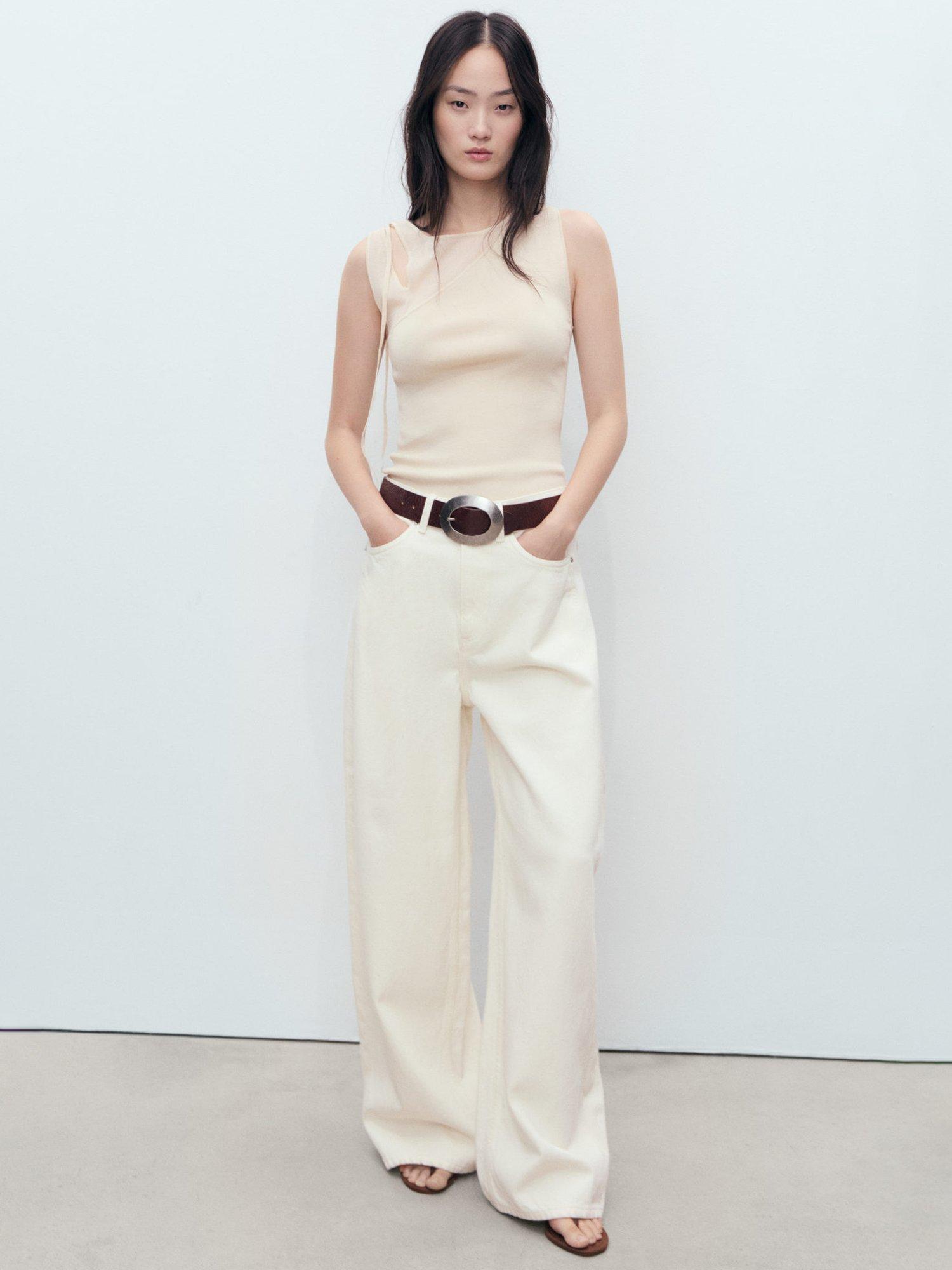 Product image 2 of 8, which shows Mango Begonya Knit Sleeveless Top, Natural White, L