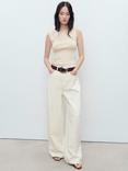 Mango Begonya Knit Sleeveless Top, Natural White