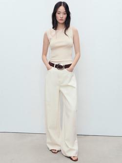 Mango Begonya Knit Sleeveless Top, Natural White - view 2, Natural White