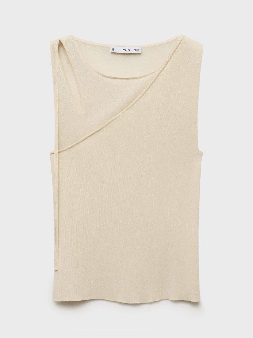 Product image 3 of 8, which shows Mango Begonya Knit Sleeveless Top, Natural White, L