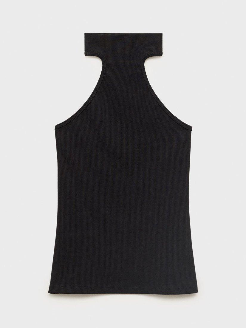 Product image 3 of 8, which shows Mango Duke Halterneck Knit Top, Black, XXS