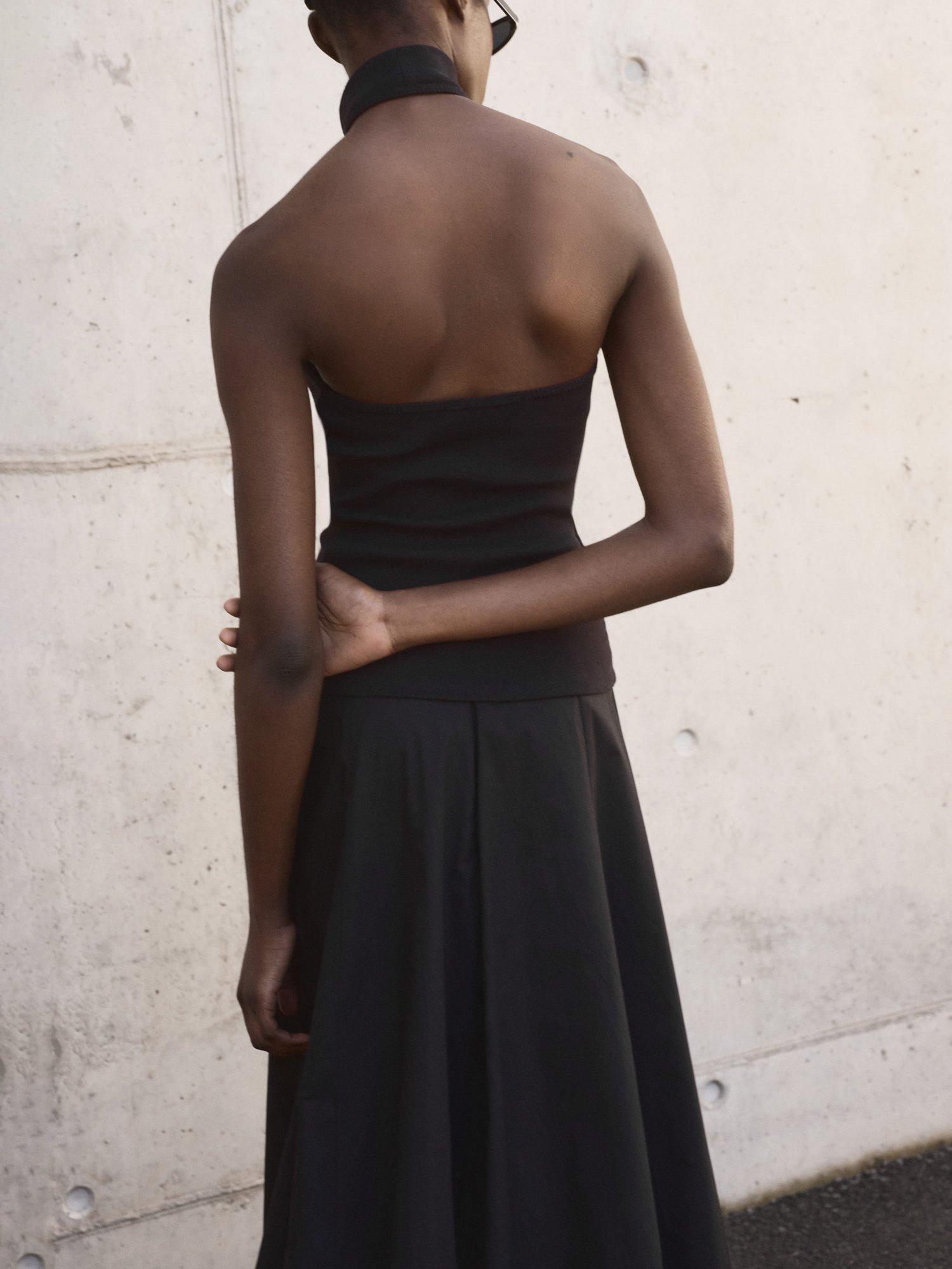 Product image 4 of 8, which shows Mango Duke Halterneck Knit Top, Black, XXS