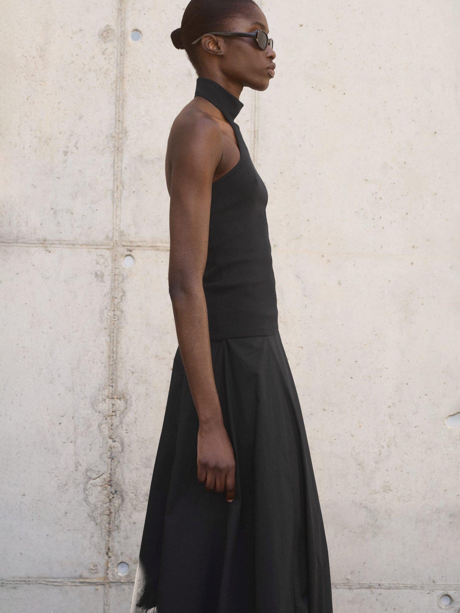 Product image 7 of 8, which shows Mango Duke Halterneck Knit Top, Black, XXS